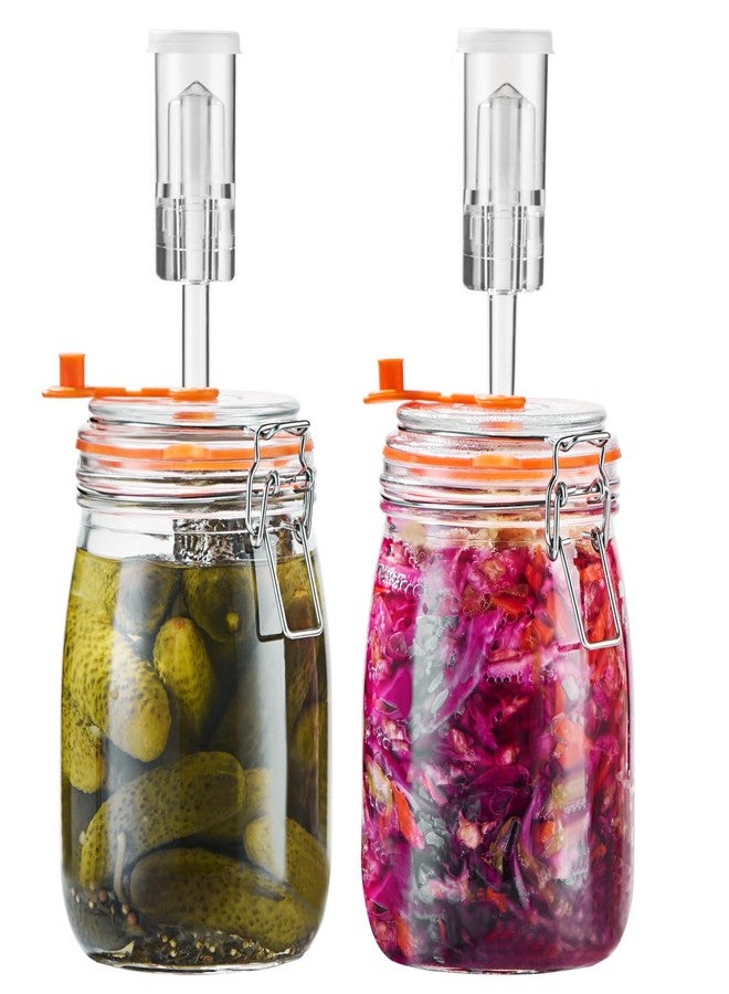 JILLMO Fermentation Jar, 1.1 Liters Glass Fermenting Kit for Making Sauerkraut, Hot Sauce, Mead, Cider and More, Pack of 2 - Image 1