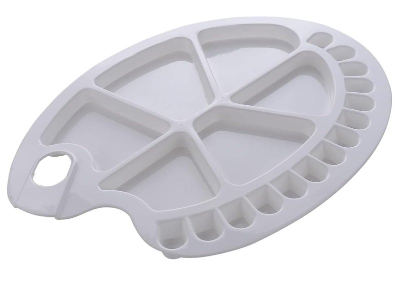 Faded Oval Kidney-Shaped Plastic Painting Palette (35 x 25 cm) – Lightweight Color Mixing Tray for Oil, Acrylic & Watercolor – Ideal for DIY Craft & Professional Art Painting - Image 1