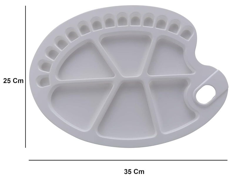 Faded Oval Kidney-Shaped Plastic Painting Palette (35 x 25 cm) – Lightweight Color Mixing Tray for Oil, Acrylic & Watercolor – Ideal for DIY Craft & Professional Art Painting - Image 3