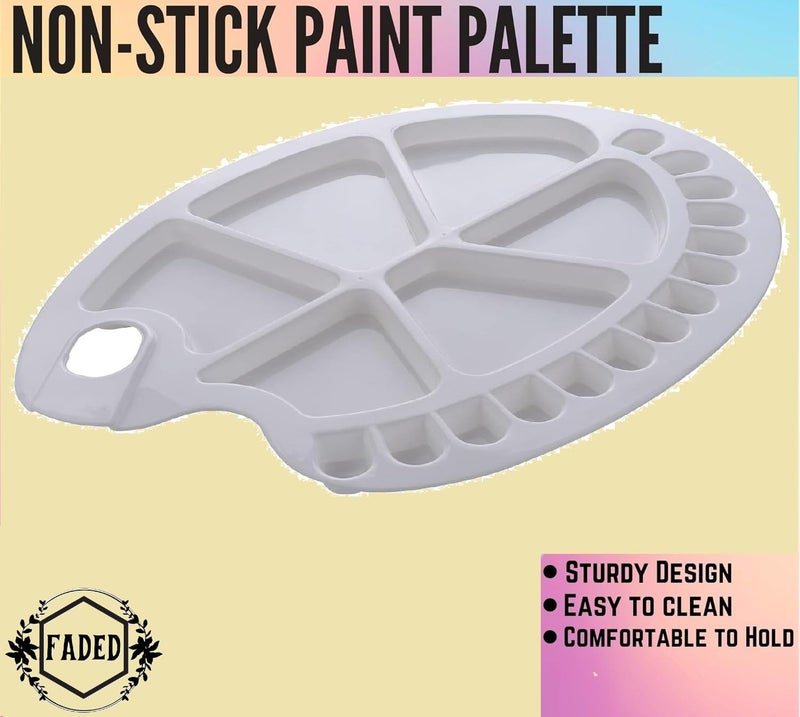 Faded Oval Kidney-Shaped Plastic Painting Palette (35 x 25 cm) – Lightweight Color Mixing Tray for Oil, Acrylic & Watercolor – Ideal for DIY Craft & Professional Art Painting - Image 2