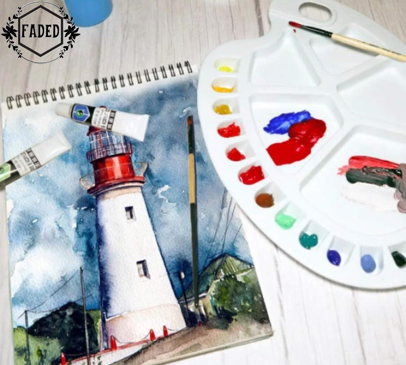 Faded Oval Kidney-Shaped Plastic Painting Palette (35 x 25 cm) – Lightweight Color Mixing Tray for Oil, Acrylic & Watercolor – Ideal for DIY Craft & Professional Art Painting - Image 5