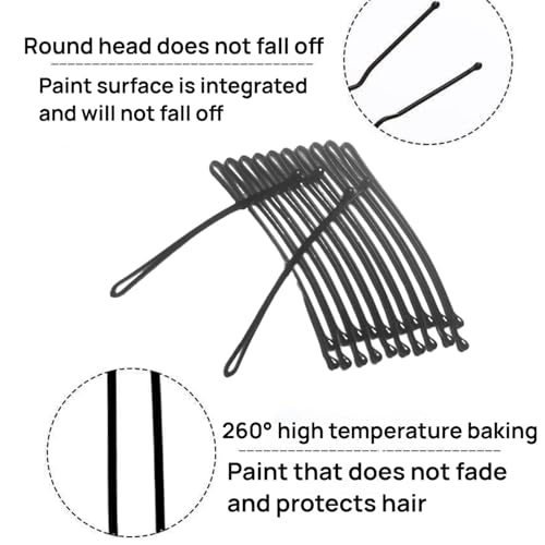 Jimmidy Curved Bobby Hair Pins, 100Pc Bobby Pins Women Black Hairpin for Women Long and Thick Hair - Image 5