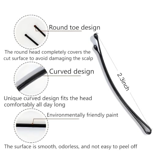 Jimmidy Curved Bobby Hair Pins, 100Pc Bobby Pins Women Black Hairpin for Women Long and Thick Hair - Image 2