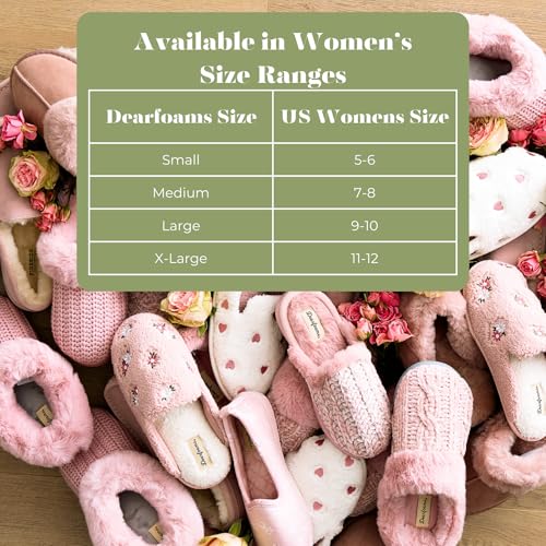 Dearfoams Women's Furry Valentine's Day Slipper, Pink Hearts, Large - Image 4