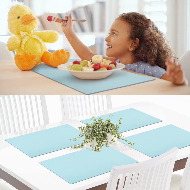 IYYI Silicone Placemats, Placemats Set of 4, Kids Place Mats, Waterproof Table Mat, Heat Resistant Non-slipTable Mats for Dining Table (Light Blue) - Image 2
