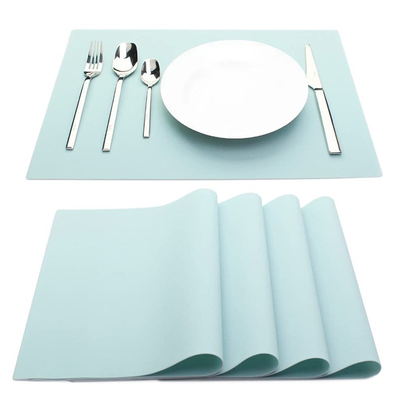 IYYI Silicone Placemats, Placemats Set of 4, Kids Place Mats, Waterproof Table Mat, Heat Resistant Non-slipTable Mats for Dining Table (Light Blue) - Image 1