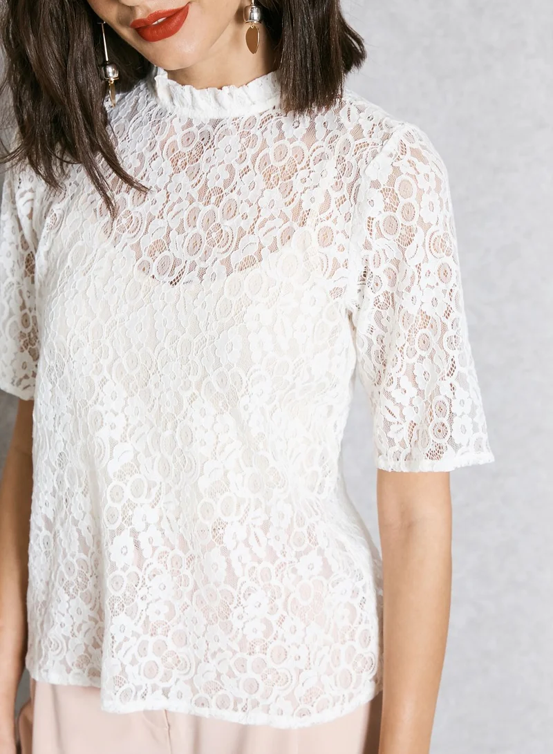 VERO MODA High Neck Lace Top