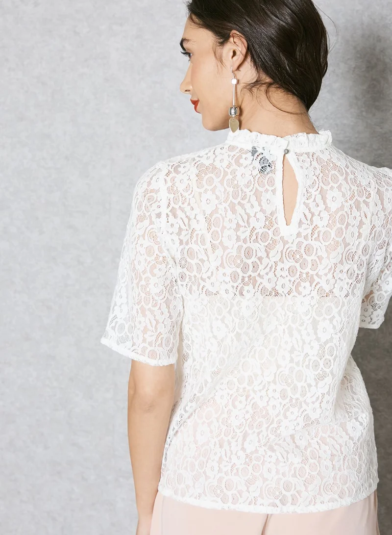 VERO MODA High Neck Lace Top
