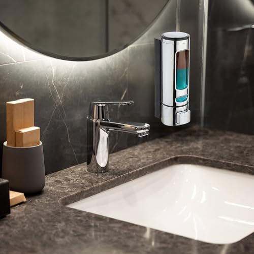 BATH GURU ABS Plastic Wall Mounted Soap Shampoo Conditioner Hand Wash Gel Dispenser Liquid Soap Sanitizer Dispenser for Bathroom Basin Kitchen Sink 400 Ml Pack of 3 Chrome Plated - Image 2