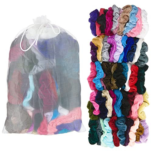 Expressions Scrunchie Set of 50 Comfy, Colorful Scrunchies in a Convenient Drawstring Storage Bag, Accessories for Women and Girls , Great Value, Damage Free, - Image 3