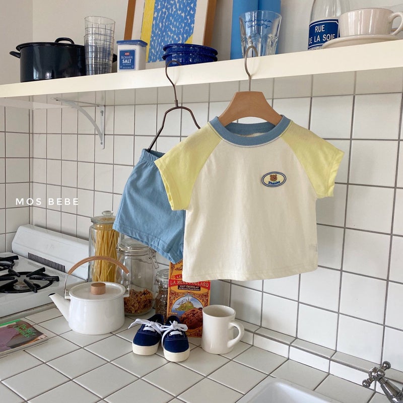 Korean style childrens clothing childrens short sleeve suit summer baby girls clothes babys contrast color two-piece baby cotton summer clothes Pink  - Image 2