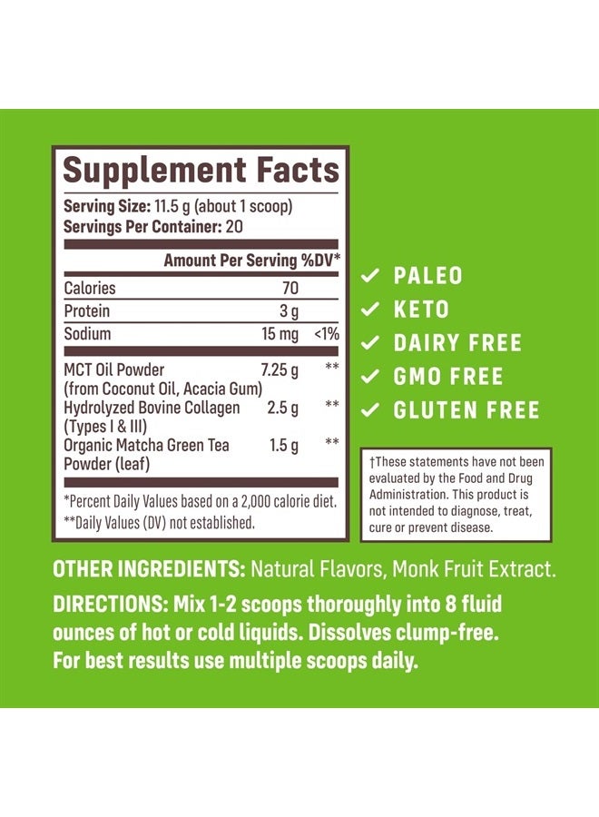 NativePath Collagen Peptides - Hydrolyzed Type 1 & 3 Collagen. Keto & Paleo Grass-Fed Protein Powder for Hair, Skin, Nails, Bones, Joints, Digestion and More - No Gluten or Dairy (Matcha Latte, 228g) - Image 2