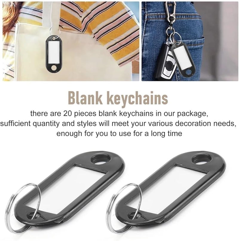Black Key Tags 200 Pcs Key ID Label Tags Split Ring Keychain for Luggage - Image 5