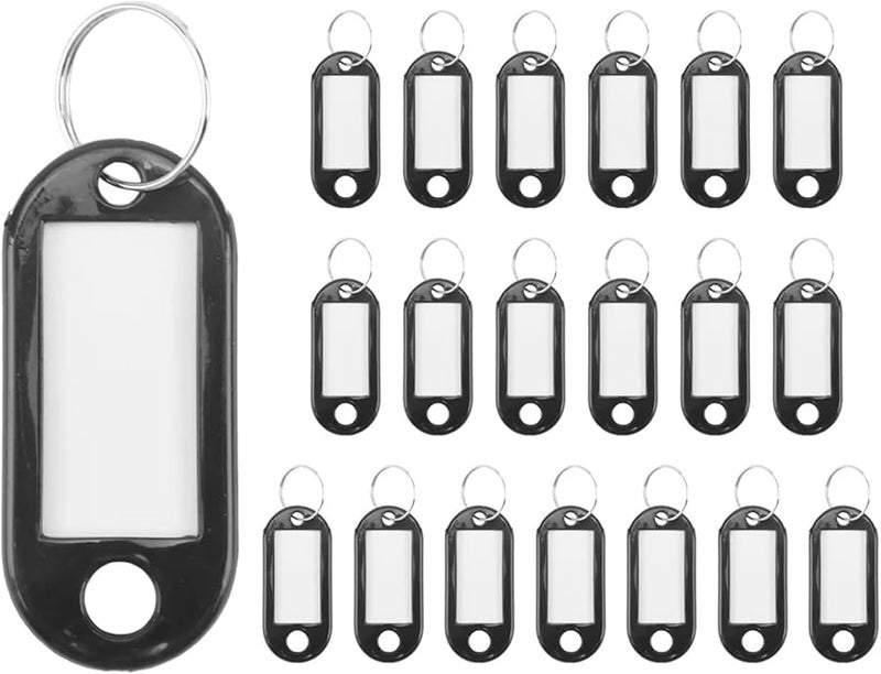 Black Key Tags 200 Pcs Key ID Label Tags Split Ring Keychain for Luggage - Image 1