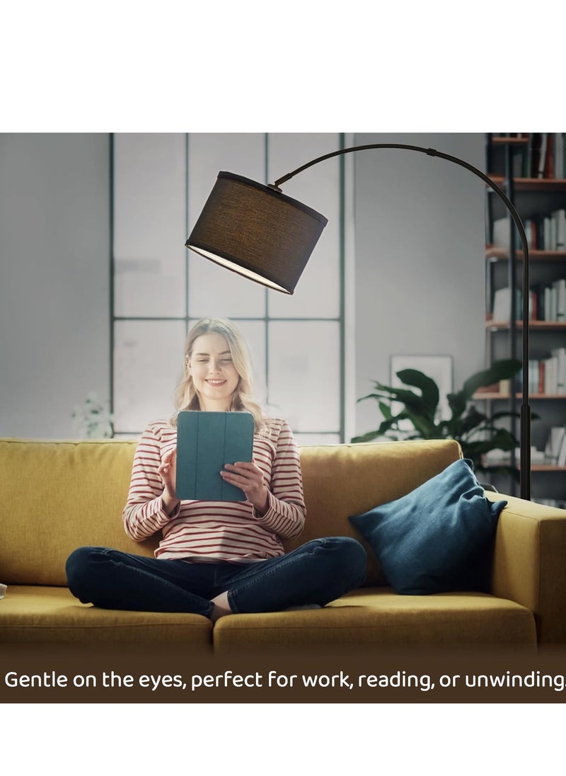 ACPLAY - Dimmable Floor Lamp, Nordic Style Floor Lamp with Dimmer, Black Standing Lamp, Adjustable Hanging Shade, Over Couch Reading Light, Modern Pole Lamp for Living Room Bedroom Black 30x34x184 cm - Image 1