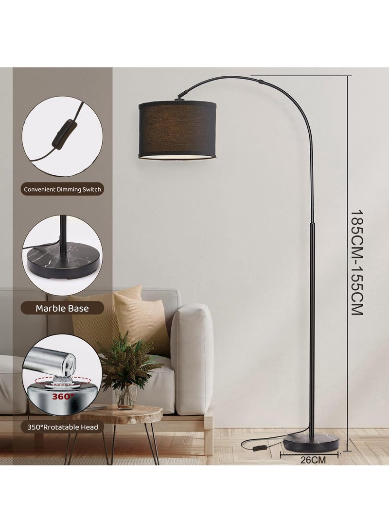 ACPLAY - Dimmable Floor Lamp, Nordic Style Floor Lamp with Dimmer, Black Standing Lamp, Adjustable Hanging Shade, Over Couch Reading Light, Modern Pole Lamp for Living Room Bedroom Black 30x34x184 cm - Image 1