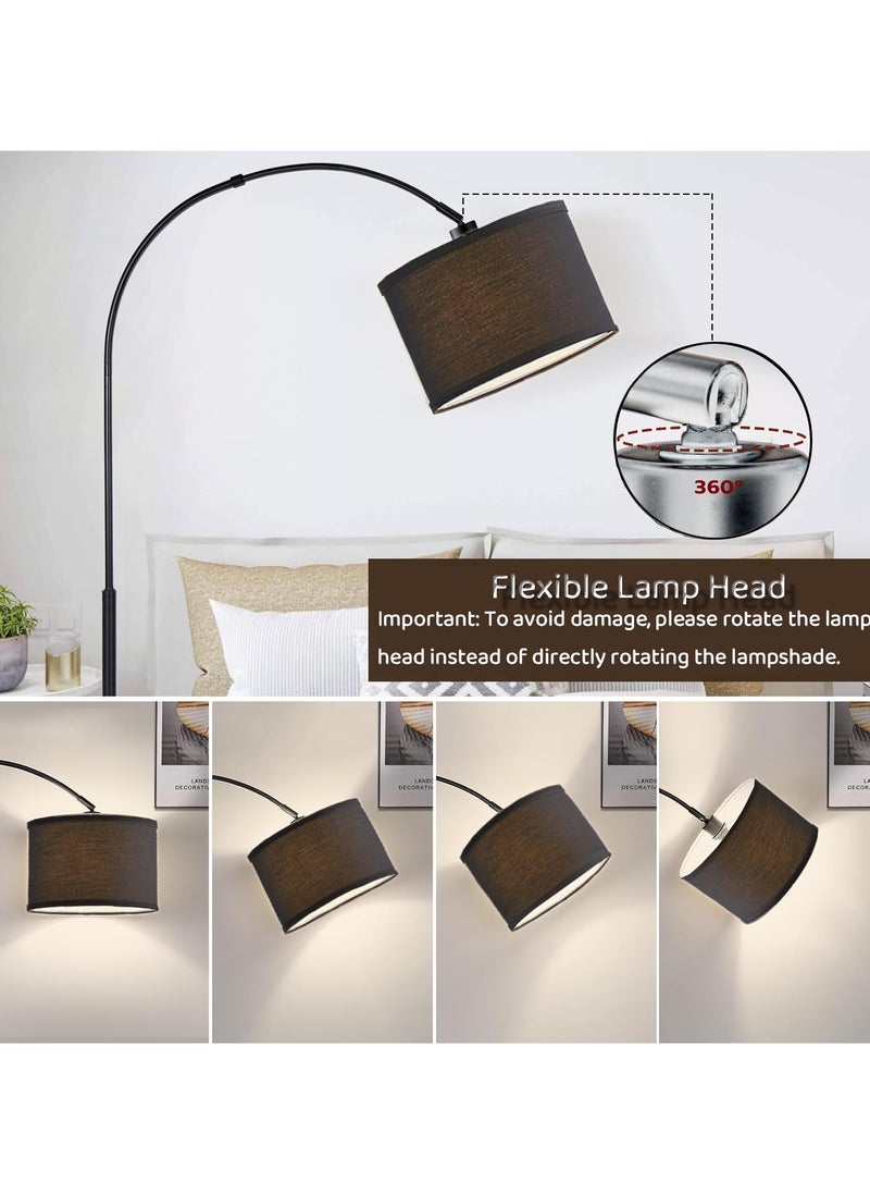 ACPLAY - Dimmable Floor Lamp, Nordic Style Floor Lamp with Dimmer, Black Standing Lamp, Adjustable Hanging Shade, Over Couch Reading Light, Modern Pole Lamp for Living Room Bedroom Black 30x34x184 cm - Image 1