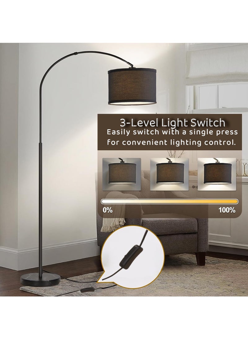 ACPLAY - Dimmable Floor Lamp, Nordic Style Floor Lamp with Dimmer, Black Standing Lamp, Adjustable Hanging Shade, Over Couch Reading Light, Modern Pole Lamp for Living Room Bedroom Black 30x34x184 cm - Image 1