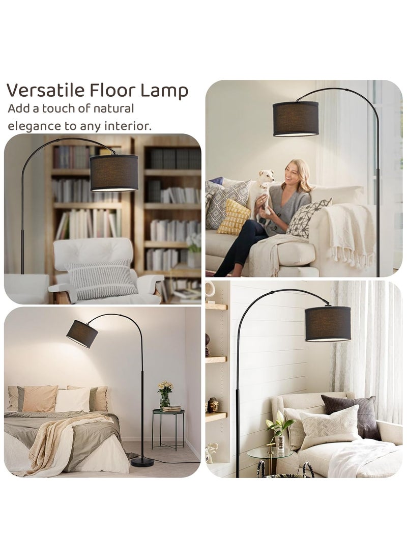 ACPLAY - Dimmable Floor Lamp, Nordic Style Floor Lamp with Dimmer, Black Standing Lamp, Adjustable Hanging Shade, Over Couch Reading Light, Modern Pole Lamp for Living Room Bedroom Black 30x34x184 cm - Image 1