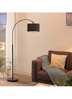 Dimmable Floor Lamp, Nordic Style Floor Lamp with Dimmer, Black Standing Lamp, Adjustable Hanging Shade, Over Couch Reading Light, Modern Pole Lamp for Living Room Bedroom Black 30x34x184 cm