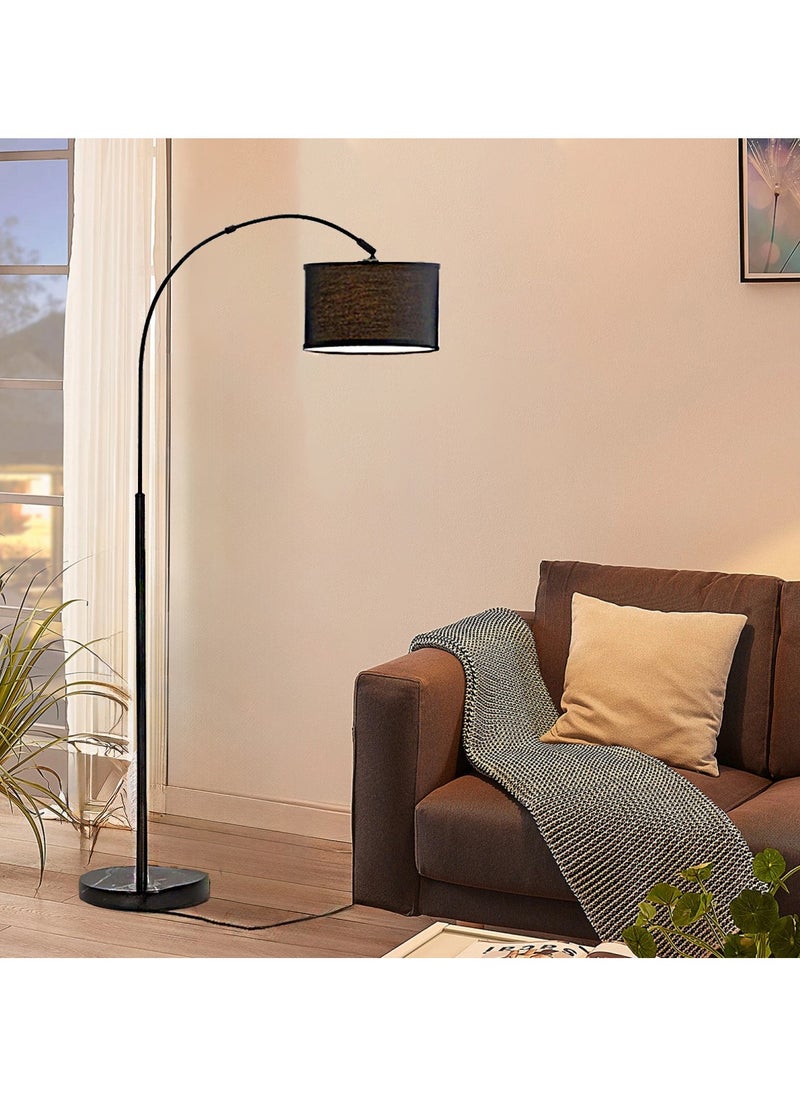 ACPLAY - Dimmable Floor Lamp, Nordic Style Floor Lamp with Dimmer, Black Standing Lamp, Adjustable Hanging Shade, Over Couch Reading Light, Modern Pole Lamp for Living Room Bedroom Black 30x34x184 cm - Image 1
