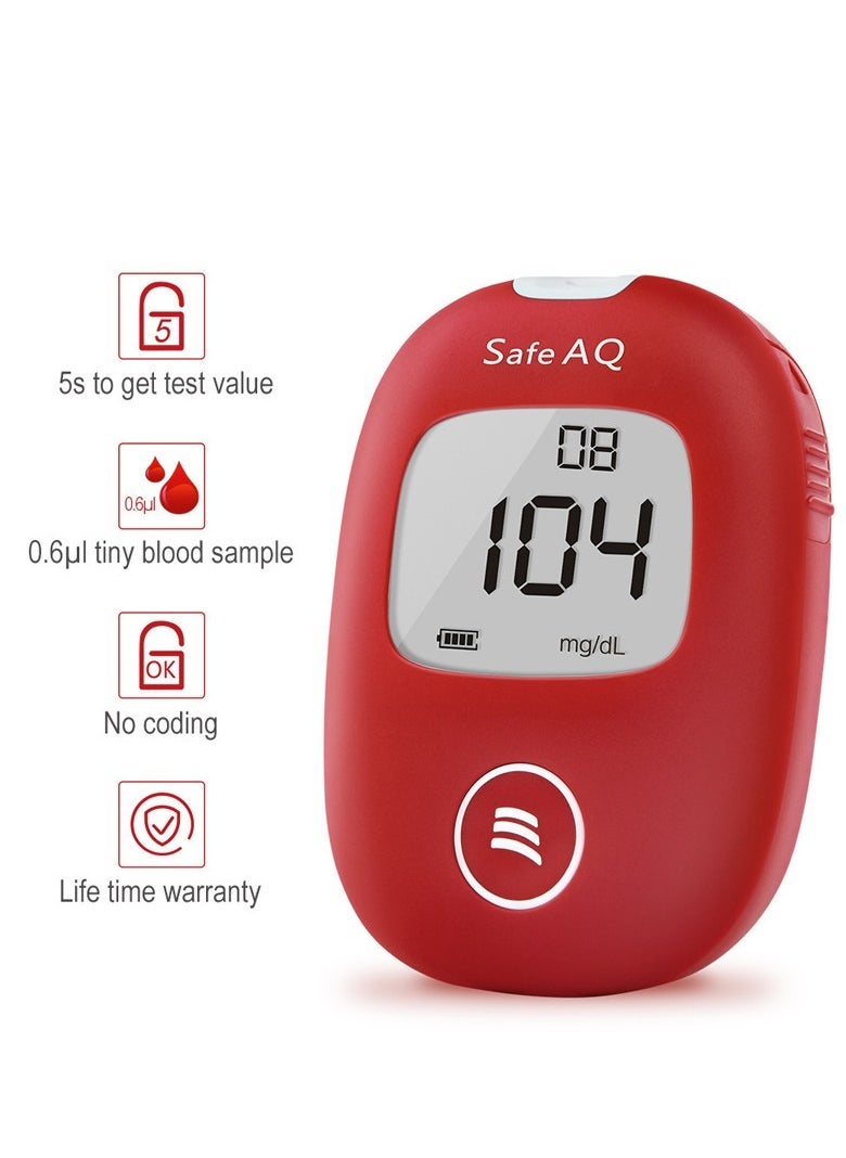 SINOCARE - safe-AQ smart Blood Glucose Monitoring System With 50 Test Strips And Lancets,No coding,Rapid result,Large screen display,safe and hygienic - Image 1