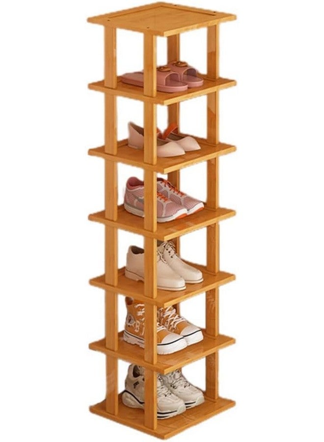 Ash & Roh Bamboo Shoe Rack - Vertical Shoe Rack for Small Spaces, Tall Narrow Shoe Rack Organizer for Closet Entryway Corner Garage and Bedroom,Skinny Shoe Shelf (25 cm, 7 Section) - Image 1