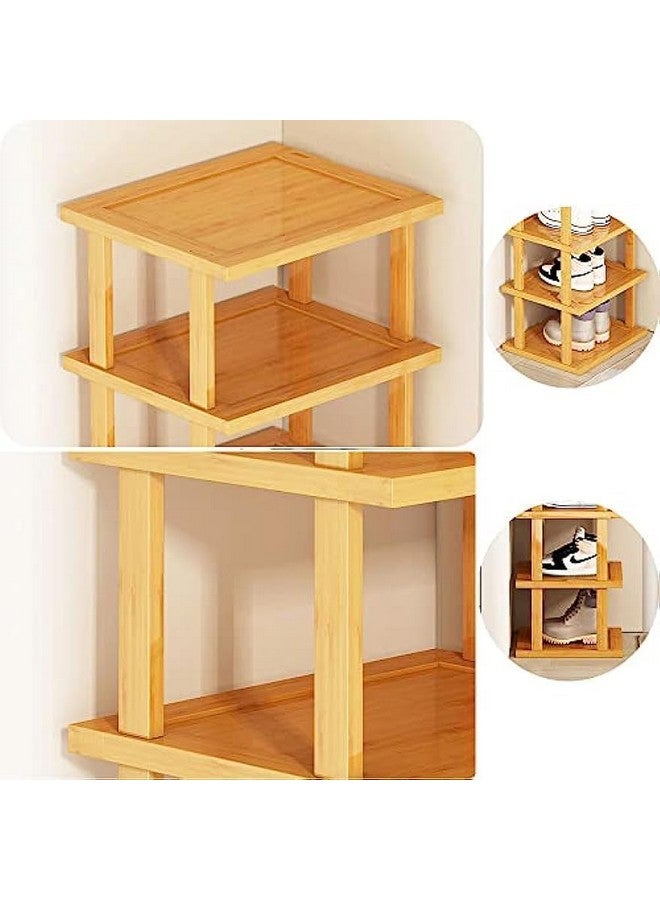 Ash & Roh Bamboo Shoe Rack - Vertical Shoe Rack for Small Spaces, Tall Narrow Shoe Rack Organizer for Closet Entryway Corner Garage and Bedroom,Skinny Shoe Shelf (25 cm, 7 Section) - Image 4