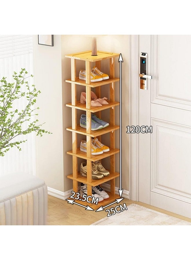 Ash & Roh Bamboo Shoe Rack - Vertical Shoe Rack for Small Spaces, Tall Narrow Shoe Rack Organizer for Closet Entryway Corner Garage and Bedroom,Skinny Shoe Shelf (25 cm, 7 Section) - Image 2