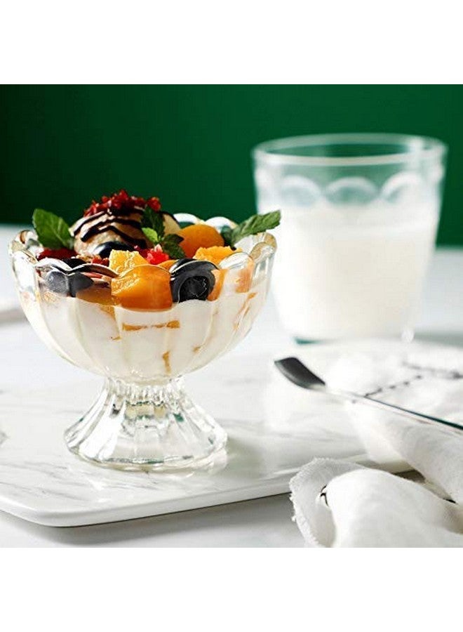 Kosh- Solid Glassware Ice Cream Cup Bowl, Custard Candy Salad Soup Dessert Serving Bowls, Flower Shape Bowls Cup Tableware Set, 120 ml, Crystal Clear -(6 Pc) - Image 4
