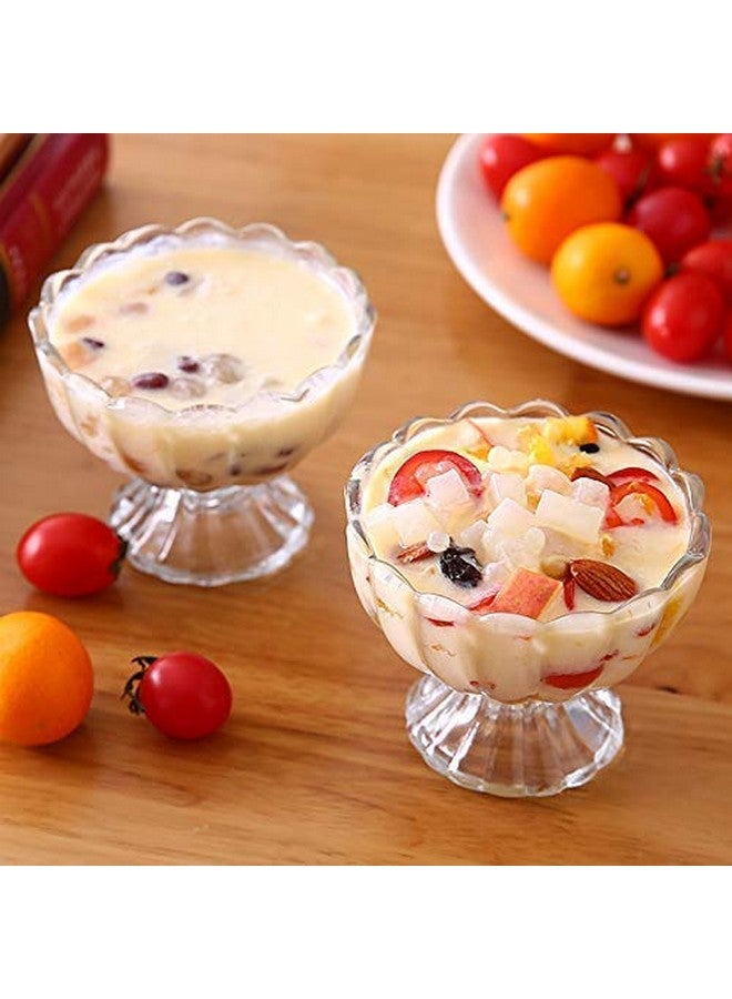 Kosh- Solid Glassware Ice Cream Cup Bowl, Custard Candy Salad Soup Dessert Serving Bowls, Flower Shape Bowls Cup Tableware Set, 120 ml, Crystal Clear -(6 Pc) - Image 3