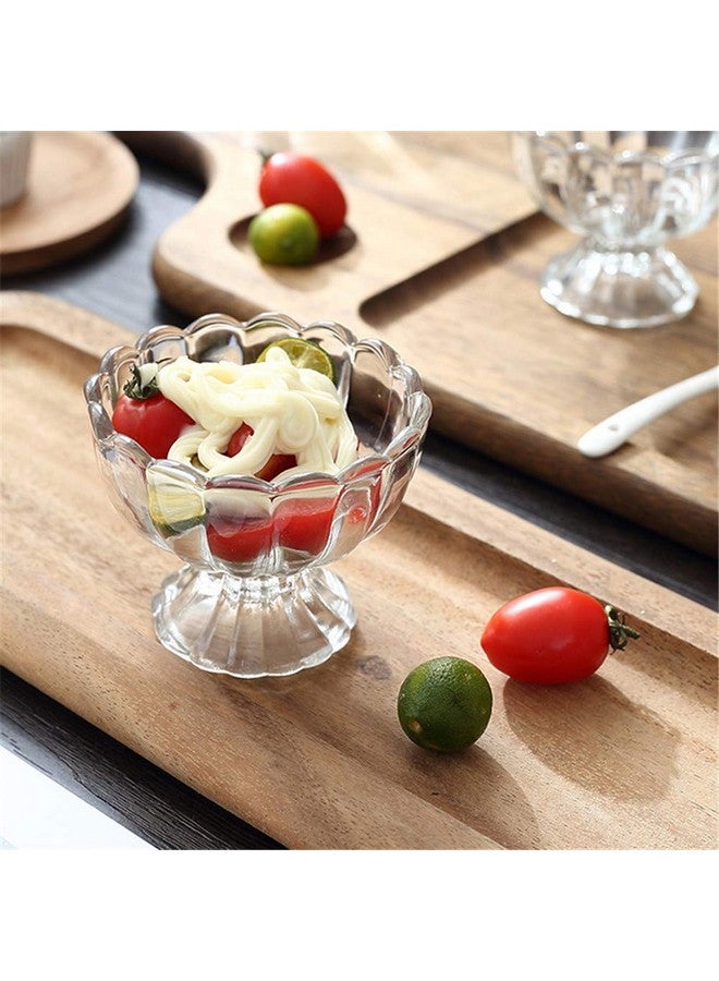 Kosh- Solid Glassware Ice Cream Cup Bowl, Custard Candy Salad Soup Dessert Serving Bowls, Flower Shape Bowls Cup Tableware Set, 120 ml, Crystal Clear -(6 Pc) - Image 5