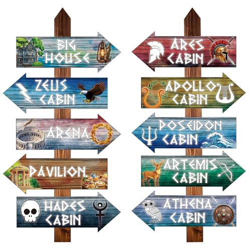 Htabiol Greek Mythology Arrow Signs, 20pcs Greek Gods Cabin Arrow Signs, Htabiol Greek Mythology Party Decorations, Greek God Party Decorations, Suit for Percy Jackson Party, Camp Half Blood Party - Image 1
