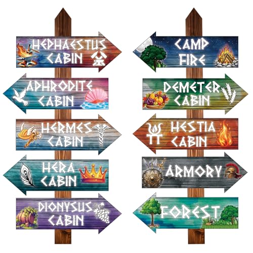 Htabiol Greek Mythology Arrow Signs, 20pcs Greek Gods Cabin Arrow Signs, Htabiol Greek Mythology Party Decorations, Greek God Party Decorations, Suit for Percy Jackson Party, Camp Half Blood Party - Image 2