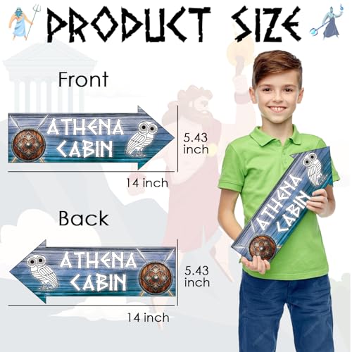 Htabiol Greek Mythology Arrow Signs, 20pcs Greek Gods Cabin Arrow Signs, Htabiol Greek Mythology Party Decorations, Greek God Party Decorations, Suit for Percy Jackson Party, Camp Half Blood Party - Image 4