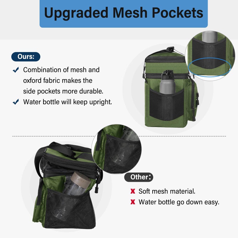 TENKIST Lunch Box Cooler Bag - Insulated Tactical Lunchbox for Men - Large Lunch Pail for Adults Work Outdoor Shifts Trips Army Green 16L - Image 3