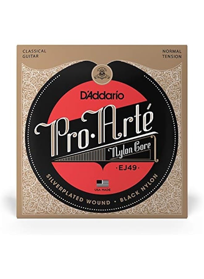 د'اداريو أوتار الغيتار - أوتار الغيتار الكلاسيكي برو-أرت - EJ49 - أوتار نايلون - مع طلاء فضي، نواة نايلون سوداء - توتر عادي - Image 2