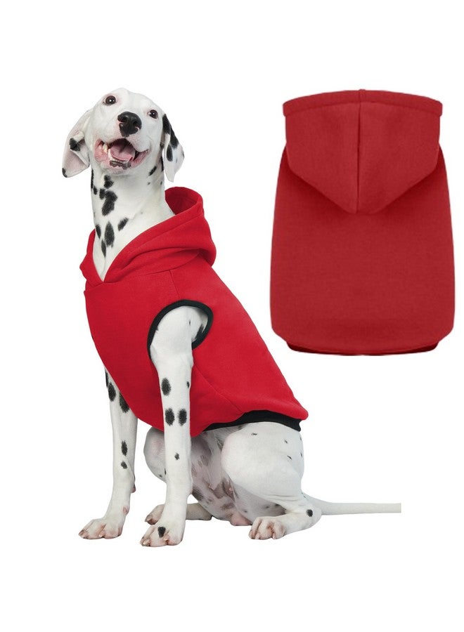 روزكيتش سترة ROZKITCH بغطاء رأس شتوي من الصوف للكلاب - سترة دافئة للحيوانات الأليفة مع فتحة للمقود - سترة ناعمة لعيد الميلاد للكلاب متوسطة الحجم من نوع البولدوج الفرنسي - أحمر كبير - Image 1