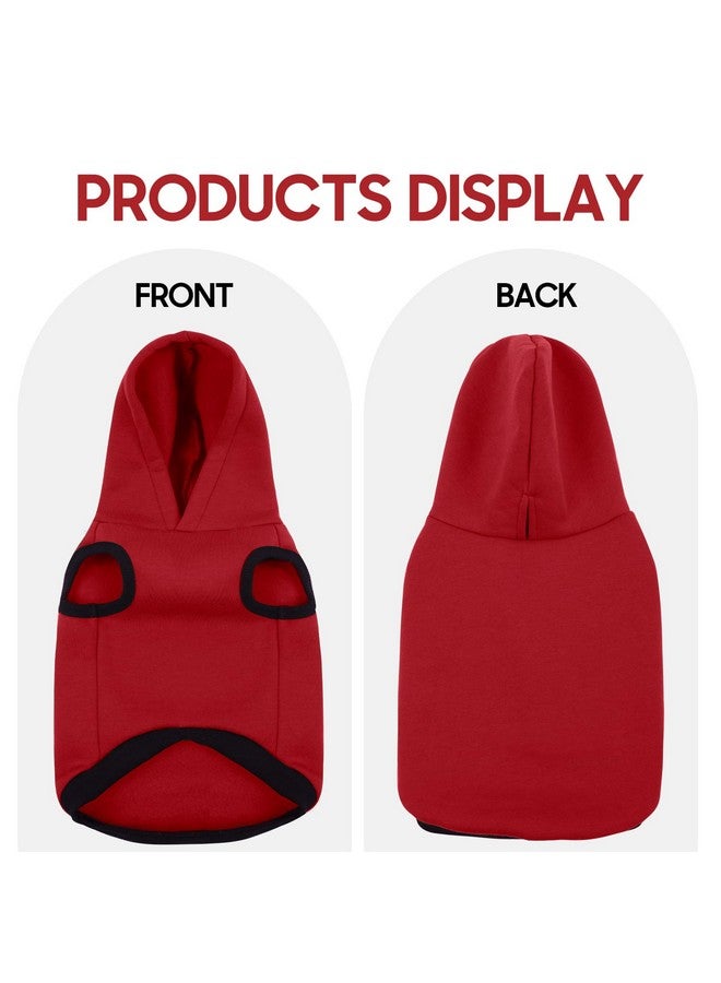 روزكيتش سترة ROZKITCH بغطاء رأس شتوي من الصوف للكلاب - سترة دافئة للحيوانات الأليفة مع فتحة للمقود - سترة ناعمة لعيد الميلاد للكلاب متوسطة الحجم من نوع البولدوج الفرنسي - أحمر كبير - Image 3