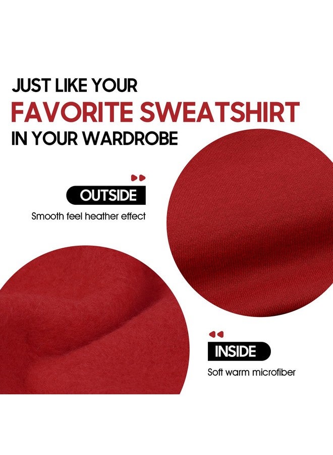 روزكيتش سترة ROZKITCH بغطاء رأس شتوي من الصوف للكلاب - سترة دافئة للحيوانات الأليفة مع فتحة للمقود - سترة ناعمة لعيد الميلاد للكلاب متوسطة الحجم من نوع البولدوج الفرنسي - أحمر كبير - Image 4