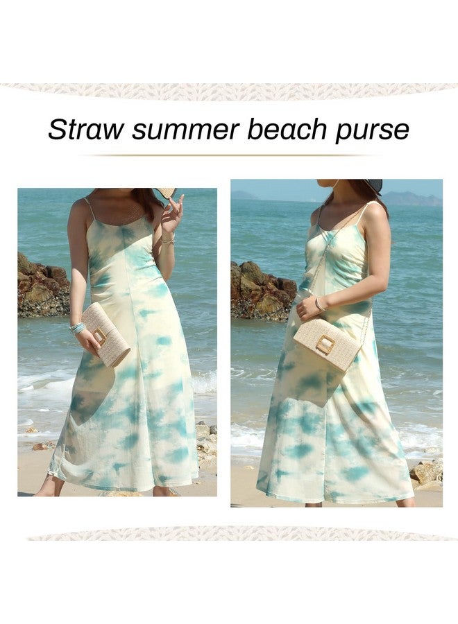 LUI SUI Straw Clutch Purse for Women Rattan Summer Evening Handbag Woven Beach Envelope Purse Raffia Handbag - Image 1