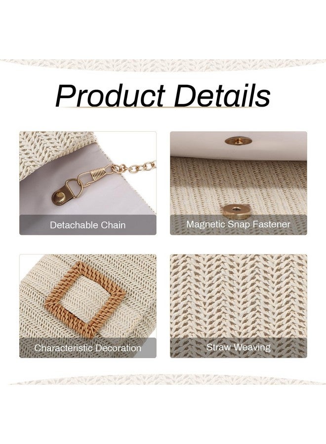 LUI SUI Straw Clutch Purse for Women Rattan Summer Evening Handbag Woven Beach Envelope Purse Raffia Handbag - Image 4