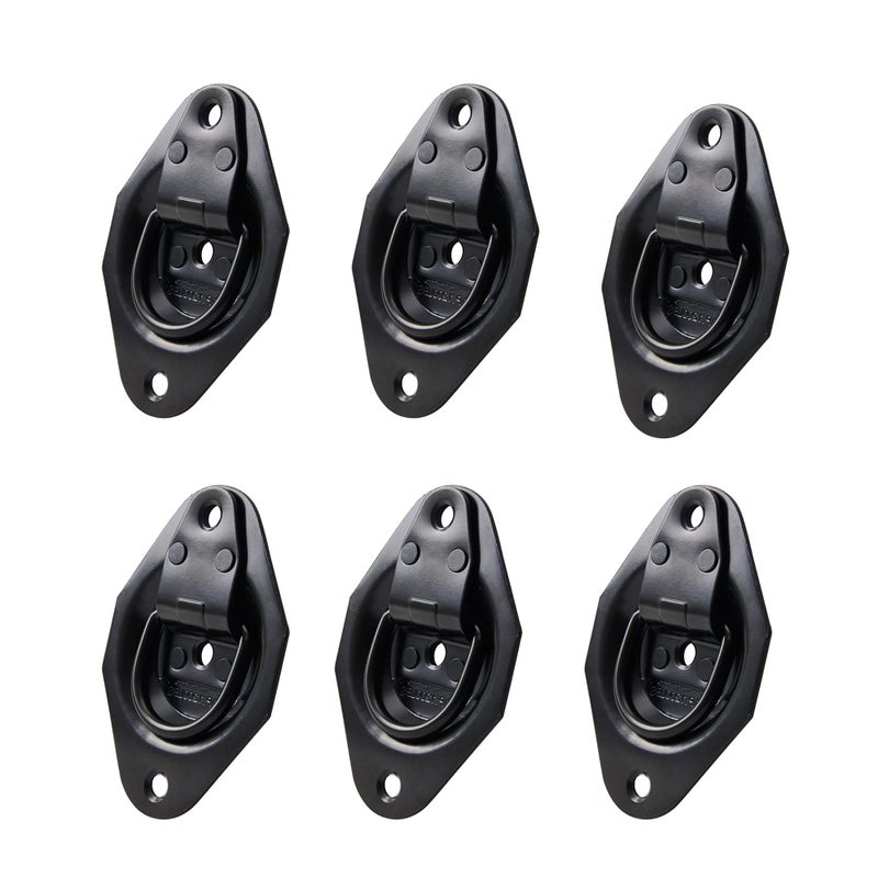 Lonffery 6 Pack Recessed DRing Tie Down Anchors 1200 lb Capacity Heavy Duty Kit for Tie Down Straps Car Cargo Truck Bed Black