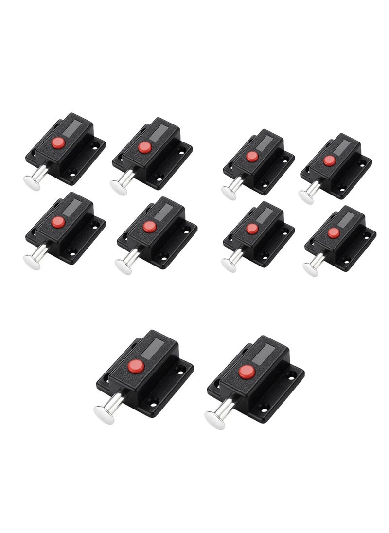 Excefore - Door Bolt Lock, 10 Pack Automatic Slide Door Latch Lock Red Push Button Bolt Switch Spring Sliding Latches Bump Window Cabinet Locker Home Safety Hardware Furniture Cabinet Drawer Snib - Image 1