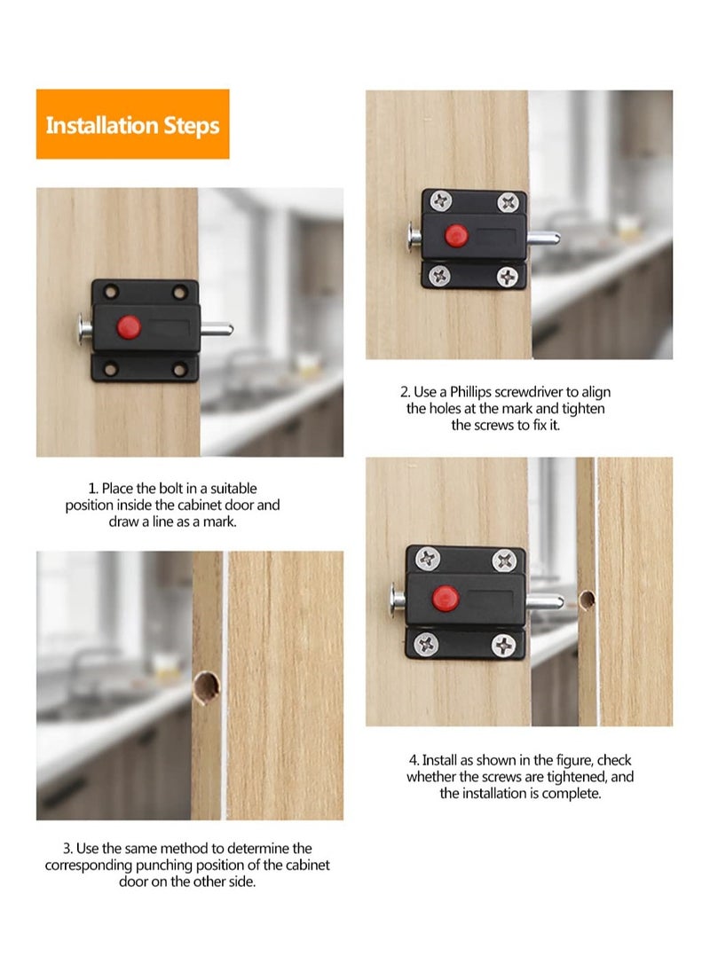 Excefore - Door Bolt Lock, 10 Pack Automatic Slide Door Latch Lock Red Push Button Bolt Switch Spring Sliding Latches Bump Window Cabinet Locker Home Safety Hardware Furniture Cabinet Drawer Snib - Image 1