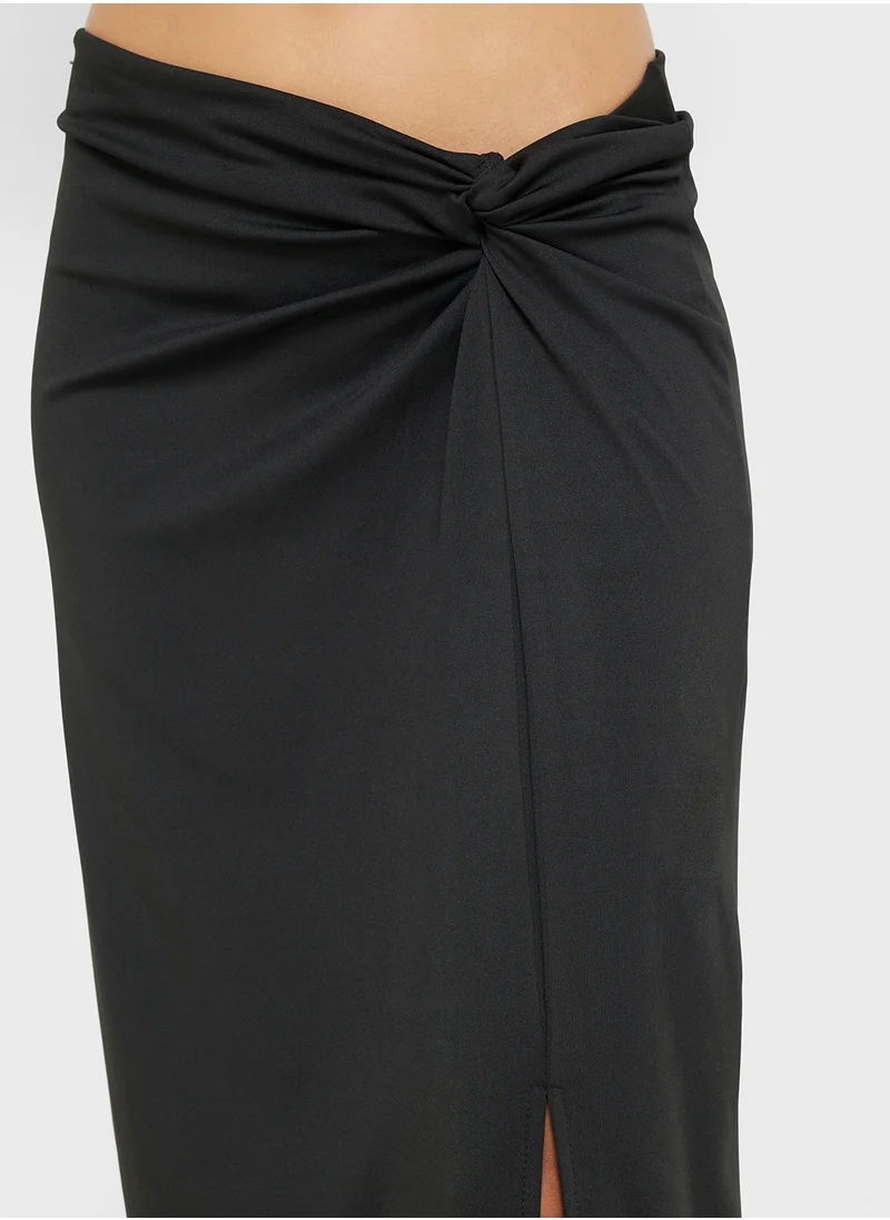 Ginger Knotted Waist Detail Jersey Maxi Skirt