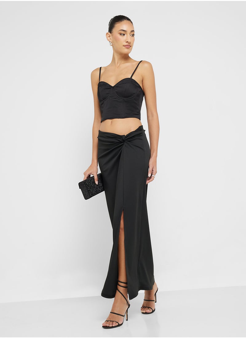 Ginger Knotted Waist Detail Jersey Maxi Skirt  - Image 1