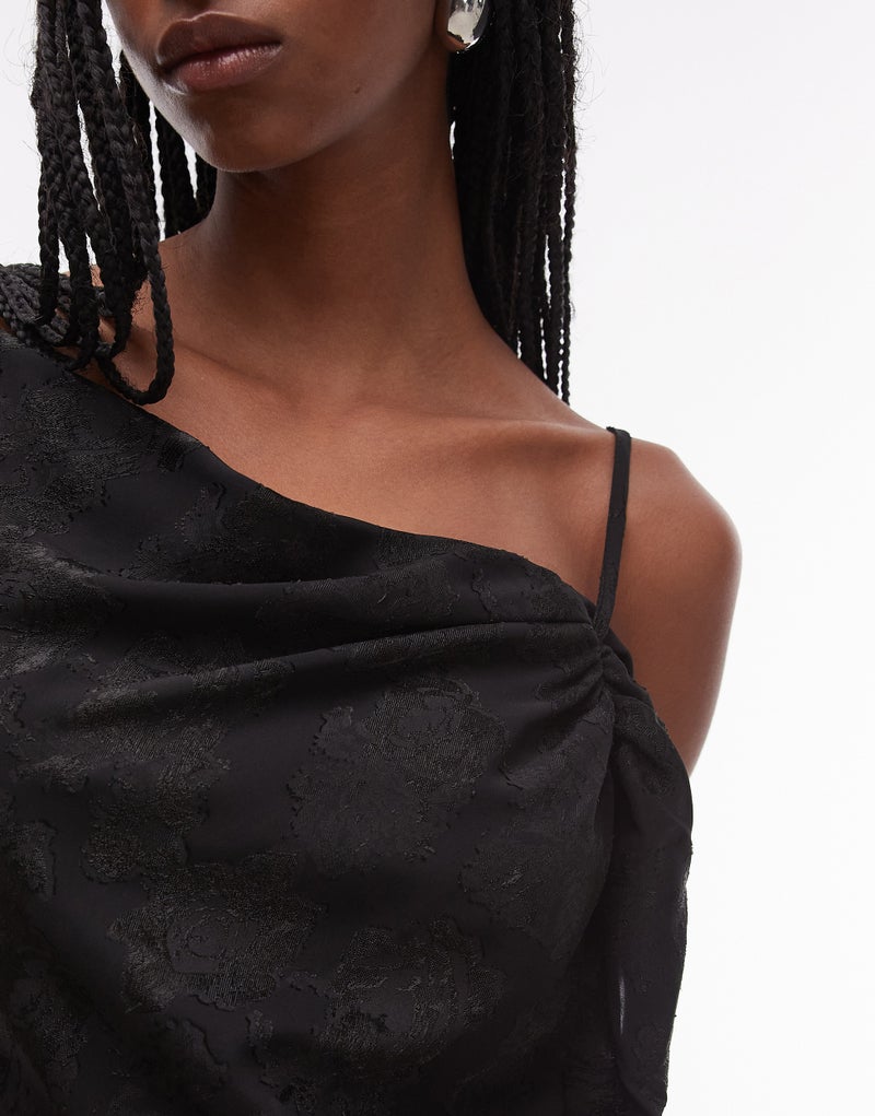 TOPSHOP Draped Black Dress  - Image 3