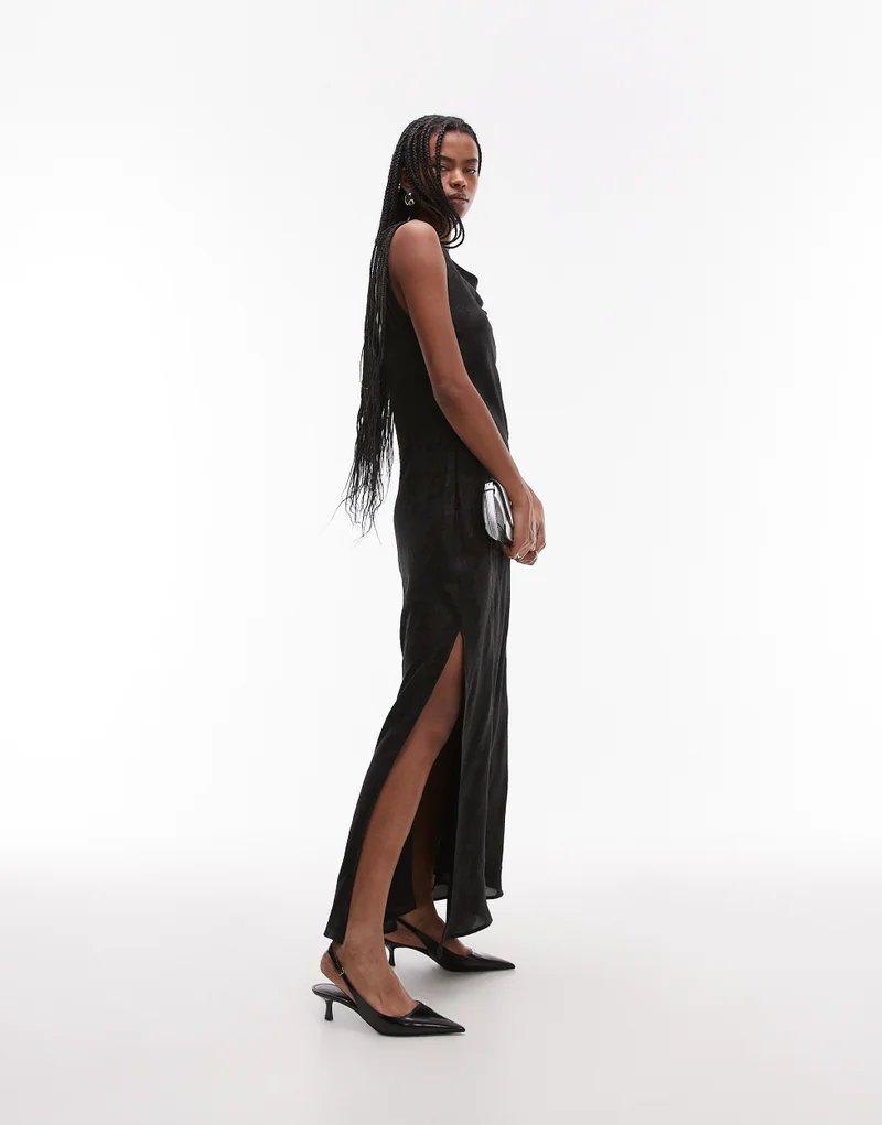 TOPSHOP Draped Black Dress