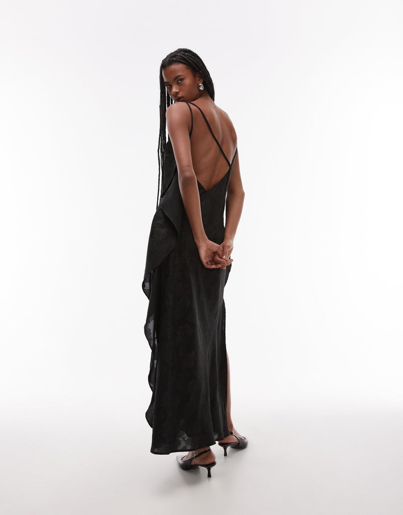 TOPSHOP Draped Black Dress  - Image 2